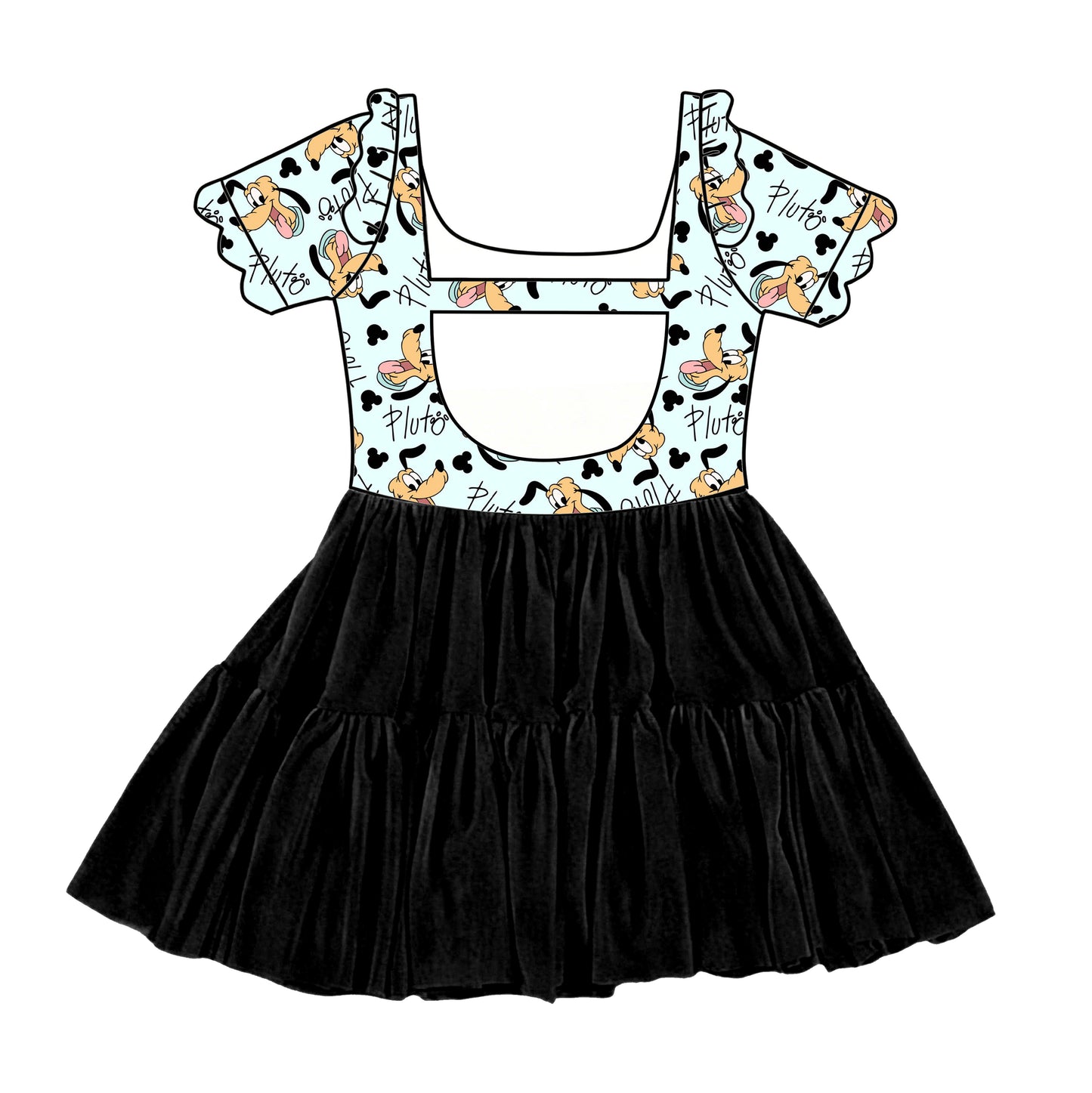 “Pawsitively Pluto 🐾” 
Scalloped Short Sleeve Tulle Twirlie (Pre-Order)