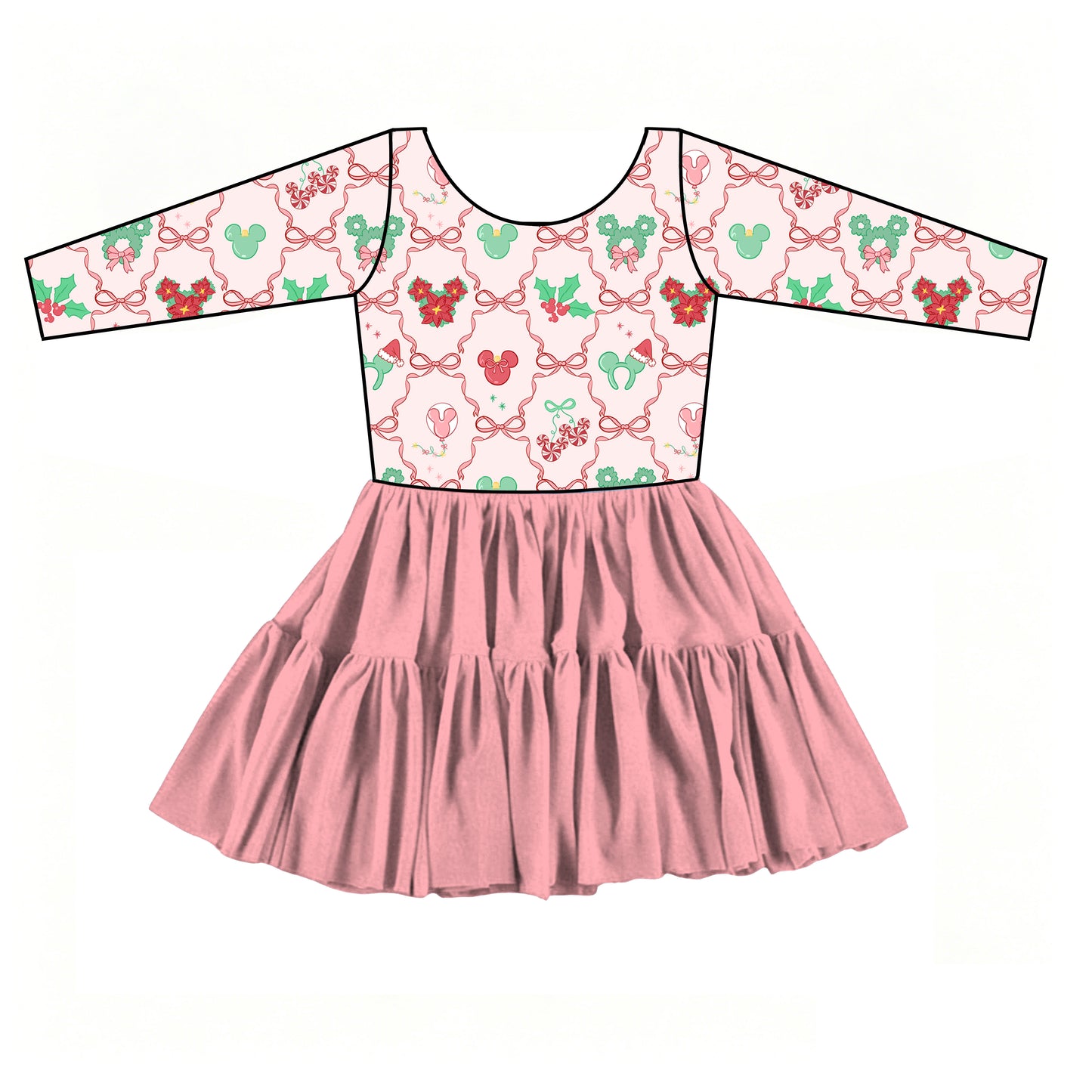 “Bows, Candy Canes & Mistletoe OH MY!”   
Long Sleeves Tulle Twirlie (Pre-Order)