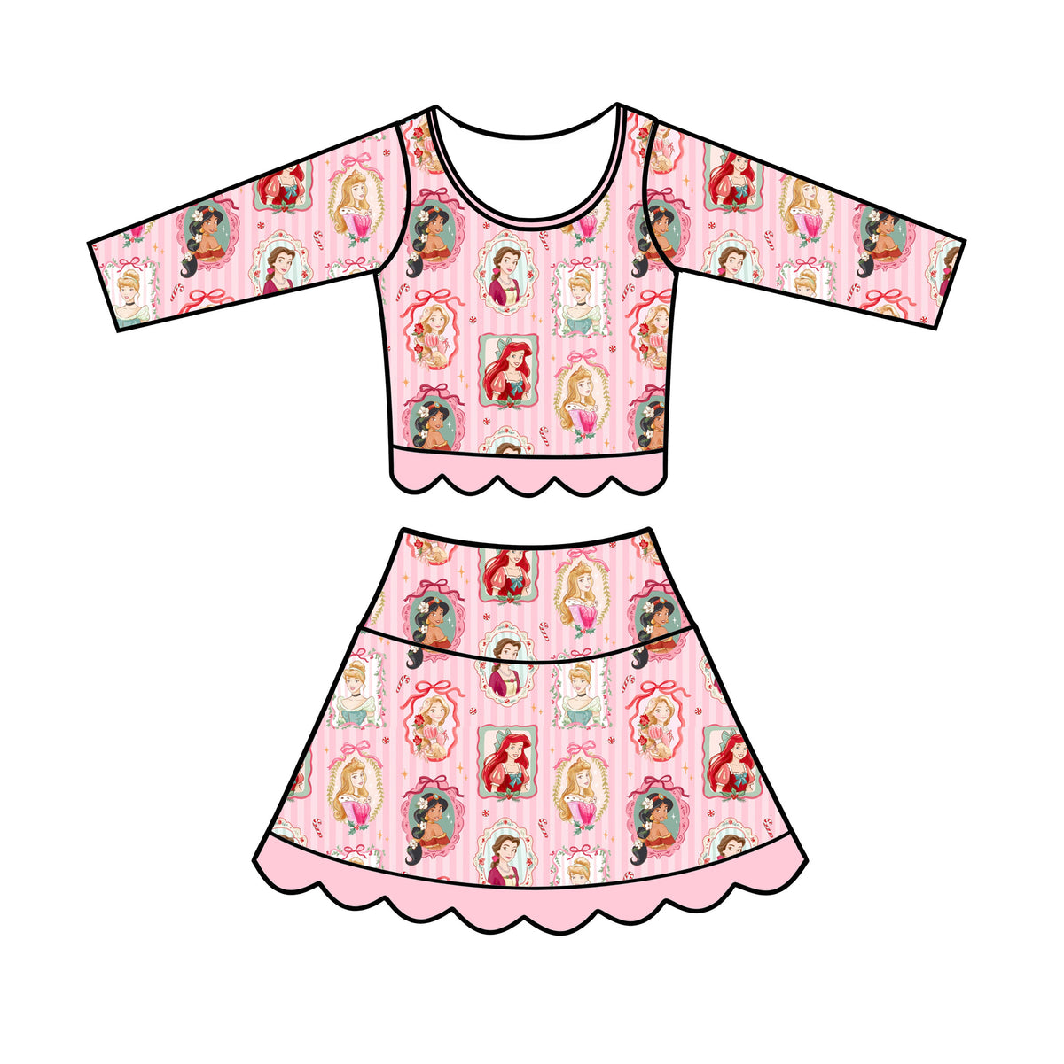 “Portraits & Peppermint”   
Long Sleeve Tutu Set (Pre-Order)