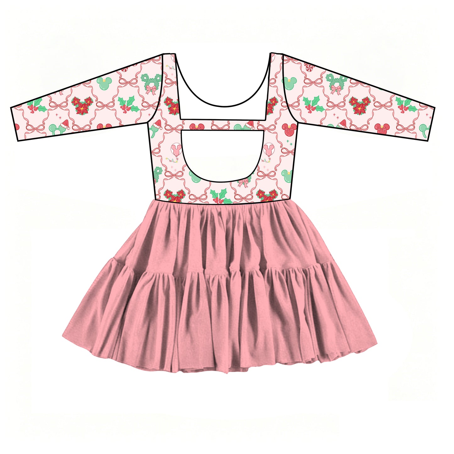 “Bows, Candy Canes & Mistletoe OH MY!”   
Long Sleeves Tulle Twirlie (Pre-Order)
