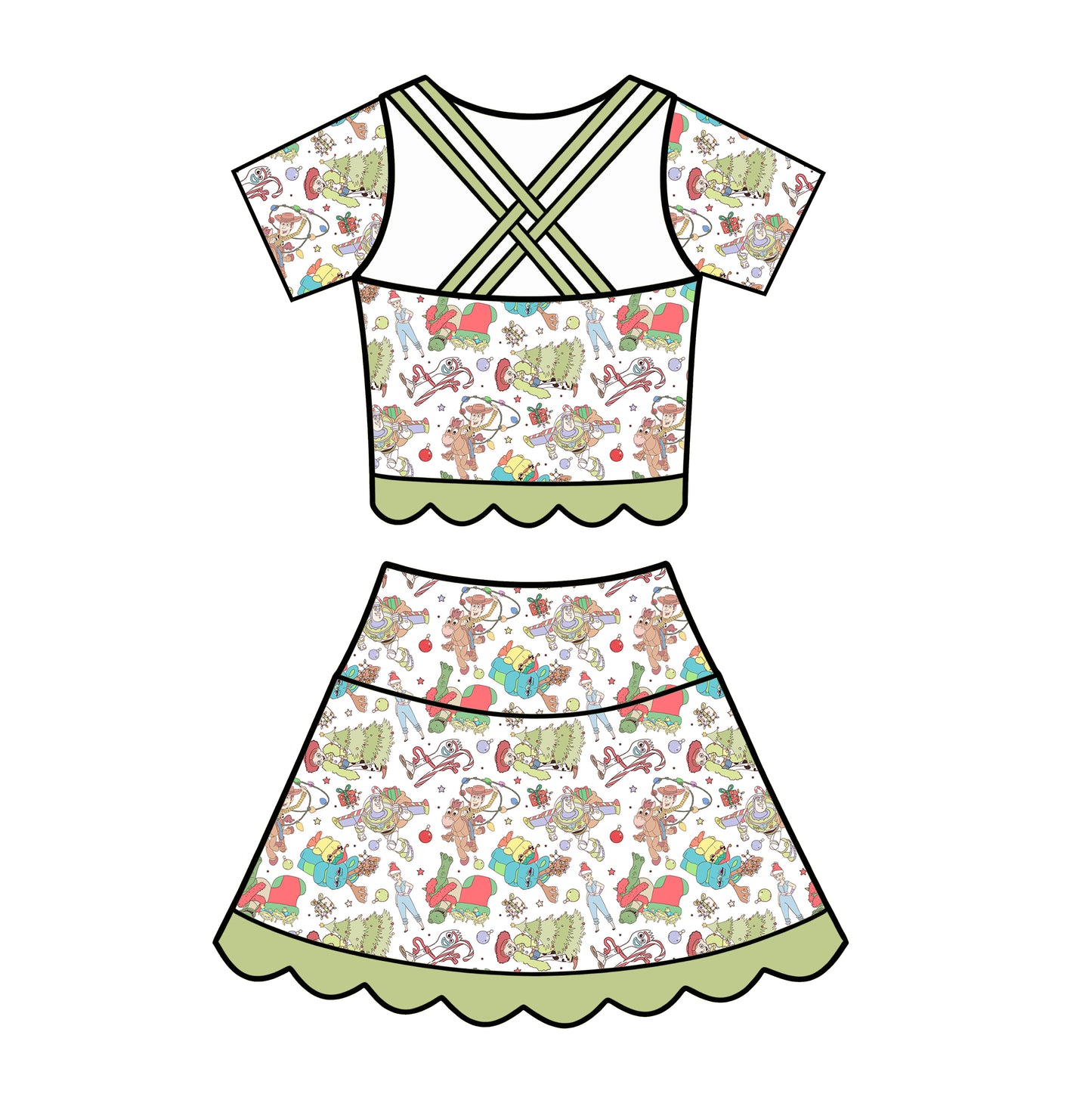 “To Infinity and Christmas” Short Sleeve Tutu Set  (Pre-Order)