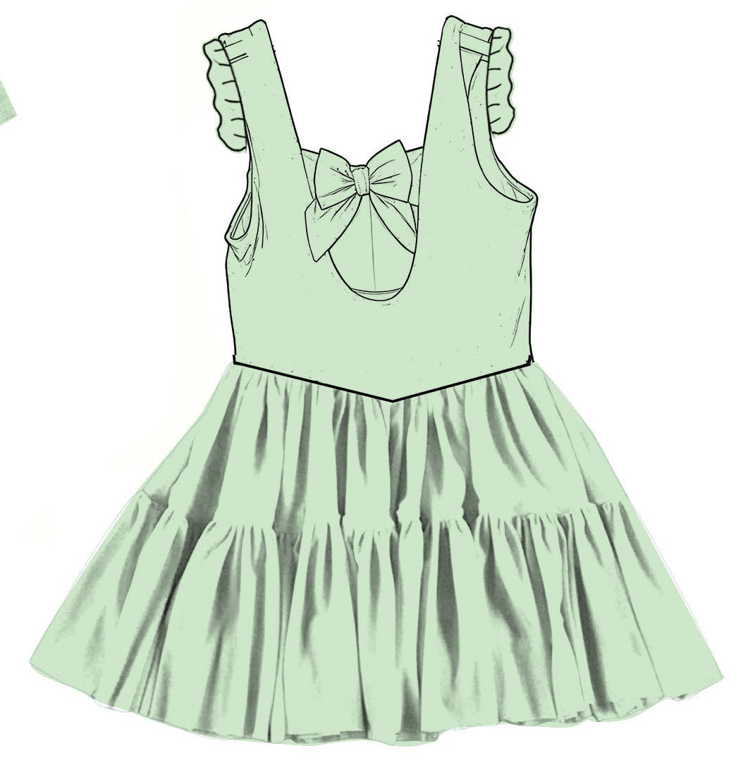 Solid Aloe Twirlie Dress  (Pre-Order)