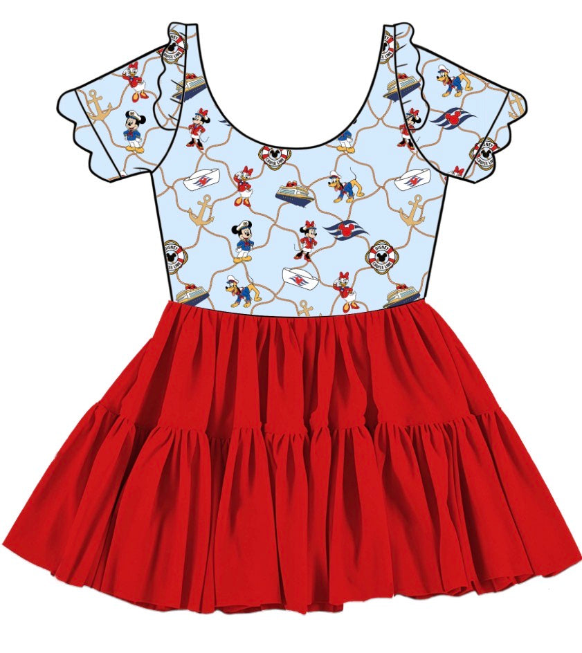 Wish Upon A Wave Twirlie With Scalloped Short Sleeves (Pre-Order)