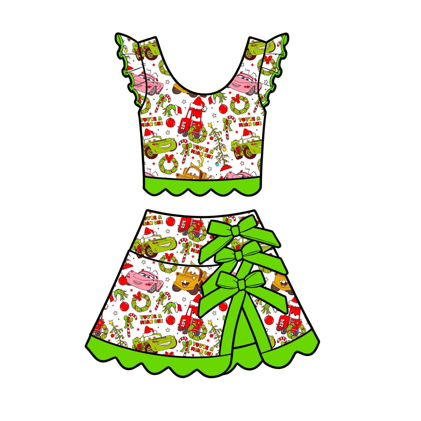 Ruffle Candy Canes & Carburetors Tutu Set (Pre-Order)