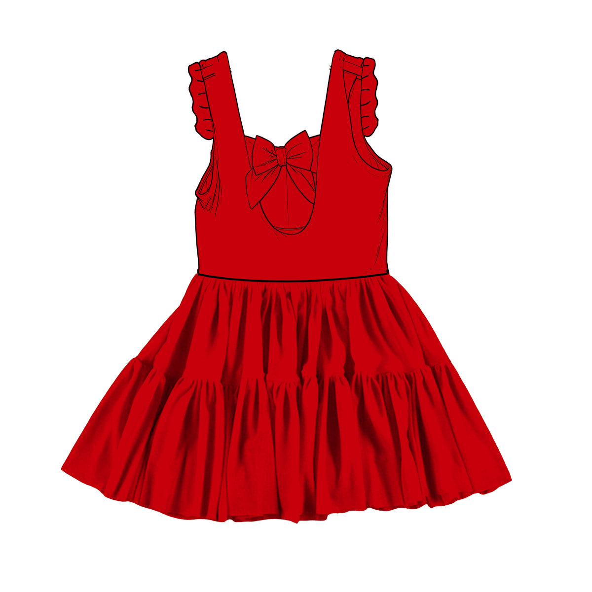 Solid Red Twirlie Dress RTS