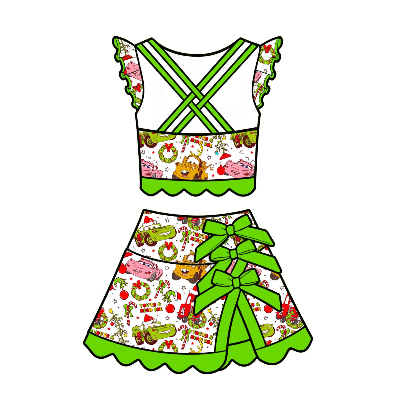 Ruffle Candy Canes & Carburetors Tutu Set (Pre-Order)