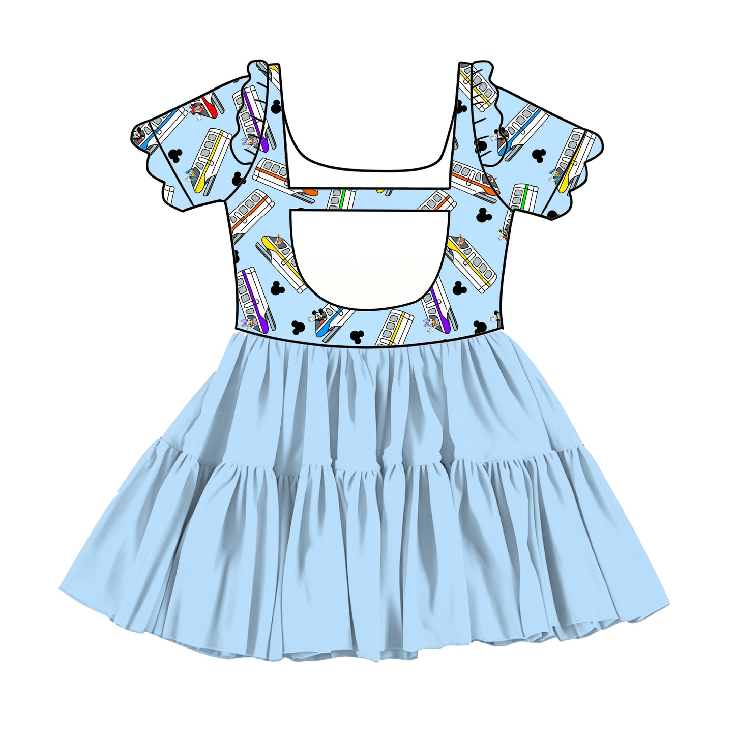 “Monorail Magic” 
Scalloped Short Sleeve Tulle Twirlie (Pre-Order)