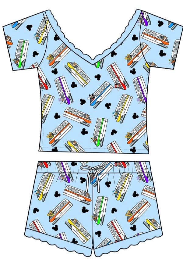 “Monorail Magic” 
2 Pc Short Sleeve Sleepie Set (Pre-Order)