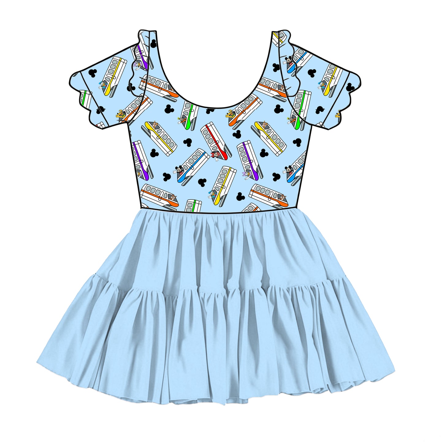 “Monorail Magic” 
Scalloped Short Sleeve Tulle Twirlie (Pre-Order)