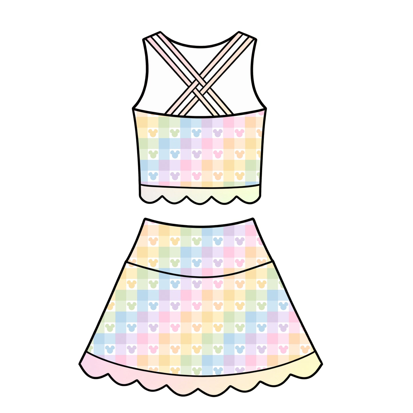 Rainbow Wishes & Disney Kisses Tutu Set  (Pre-Order)