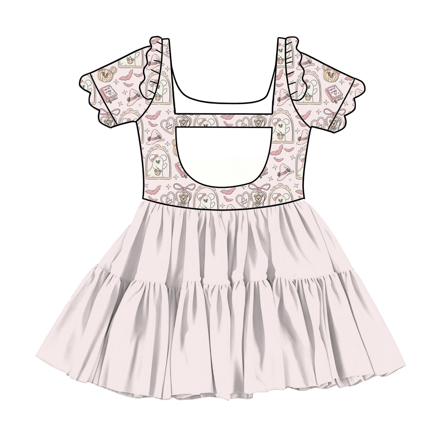 “Boo-Tiful Spirits”   
Tulle Short Sleeve Scalloped Twirlie (pre-order)