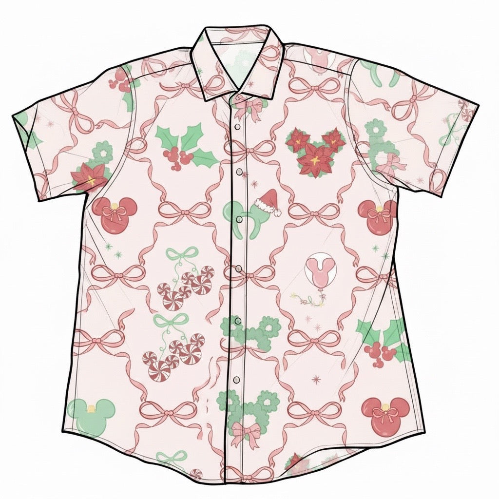 “Bows, Candy Canes & Mistletoe OH MY!”   
Performance Button Down Dri-Fit shirt (Pre-Order)