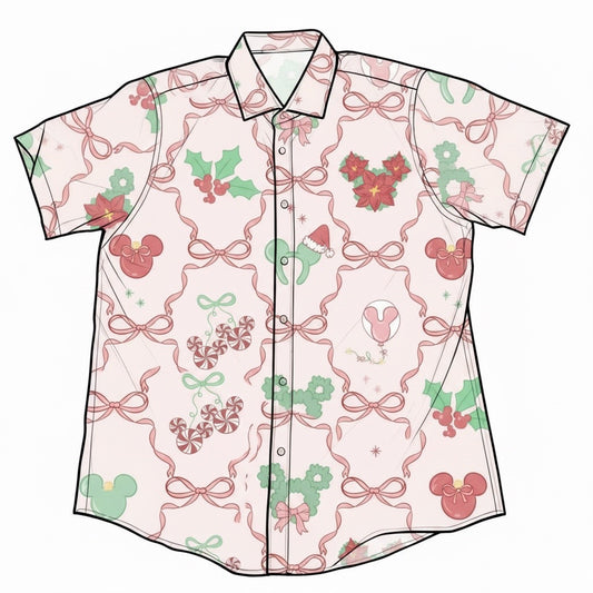 “Bows, Candy Canes & Mistletoe OH MY!”   
Performance Button Down Dri-Fit shirt (Pre-Order)