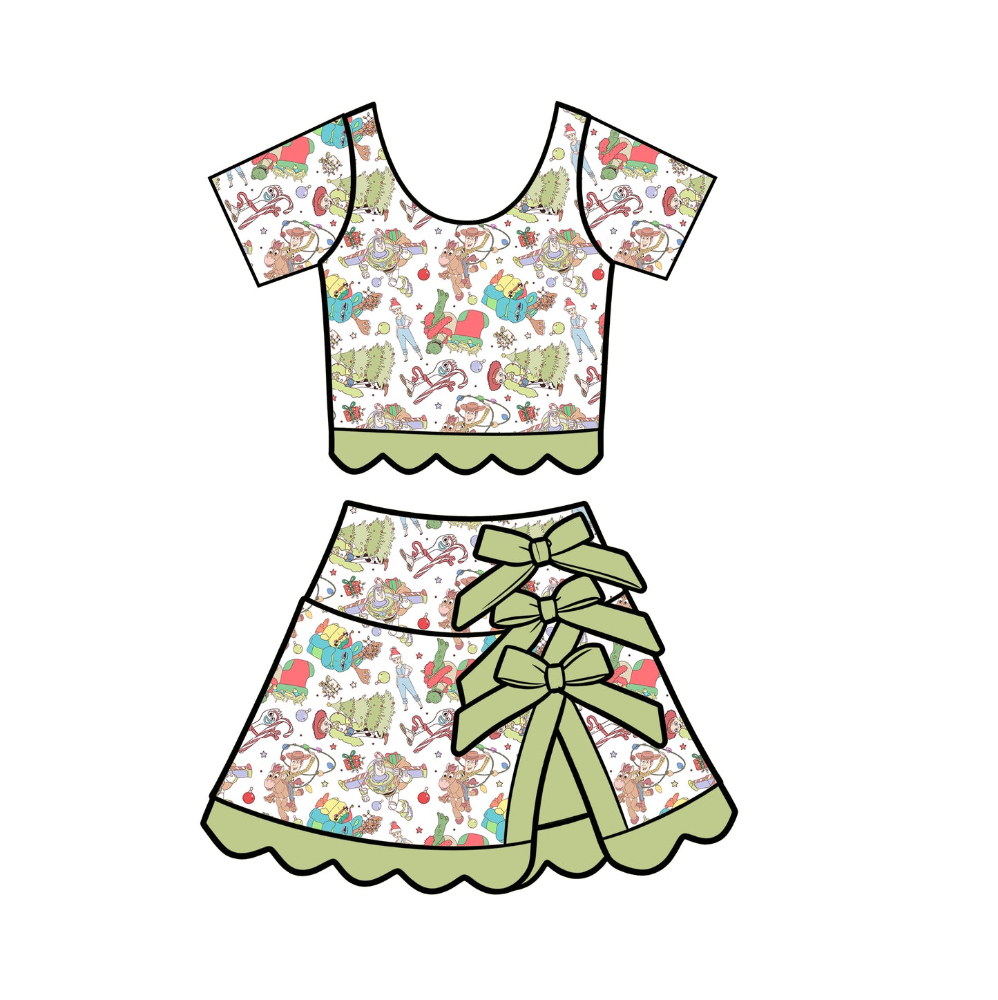 “To Infinity and Christmas” Short Sleeve Tutu Set  (Pre-Order)