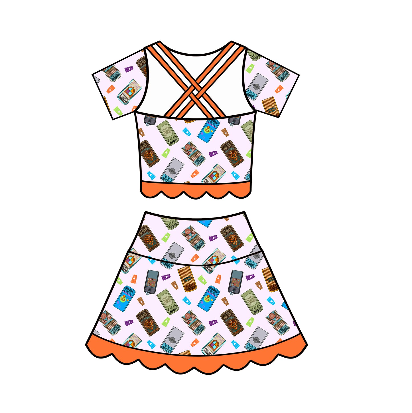 “Bin There, Snacked On That” Short Sleeve Tutu Set  (Pre-Order)
