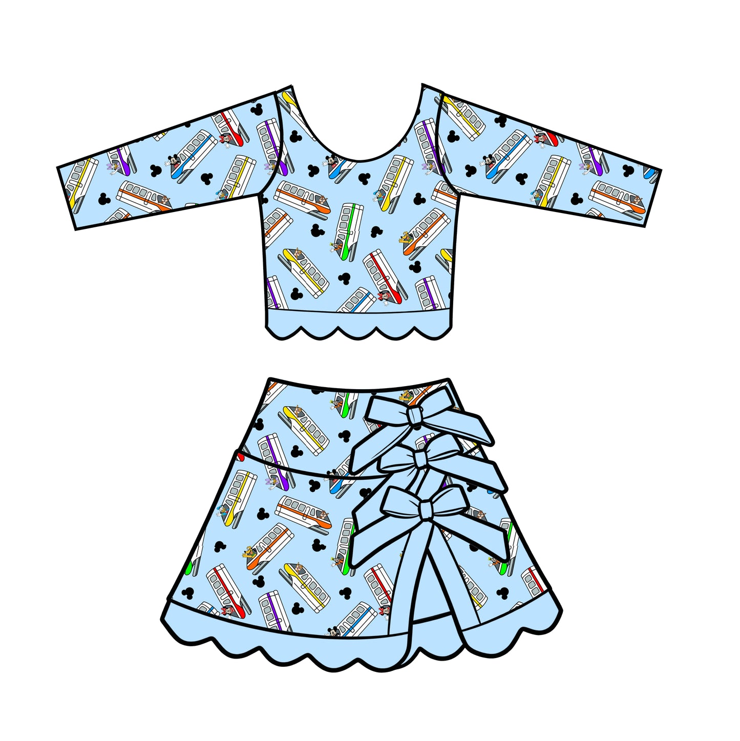 “Monorail Magic” 
Long Sleeve Tutu Set (Pre-Order)