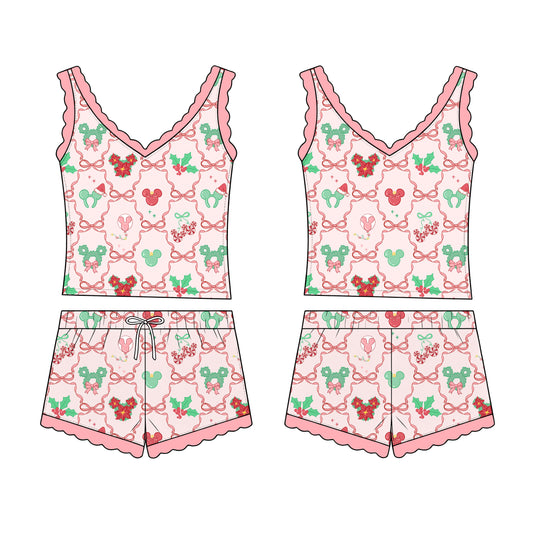“Bows, Candy Canes & Mistletoe OH MY!”   
2 Pc Tank Sleepie Set (Pre-Order)
