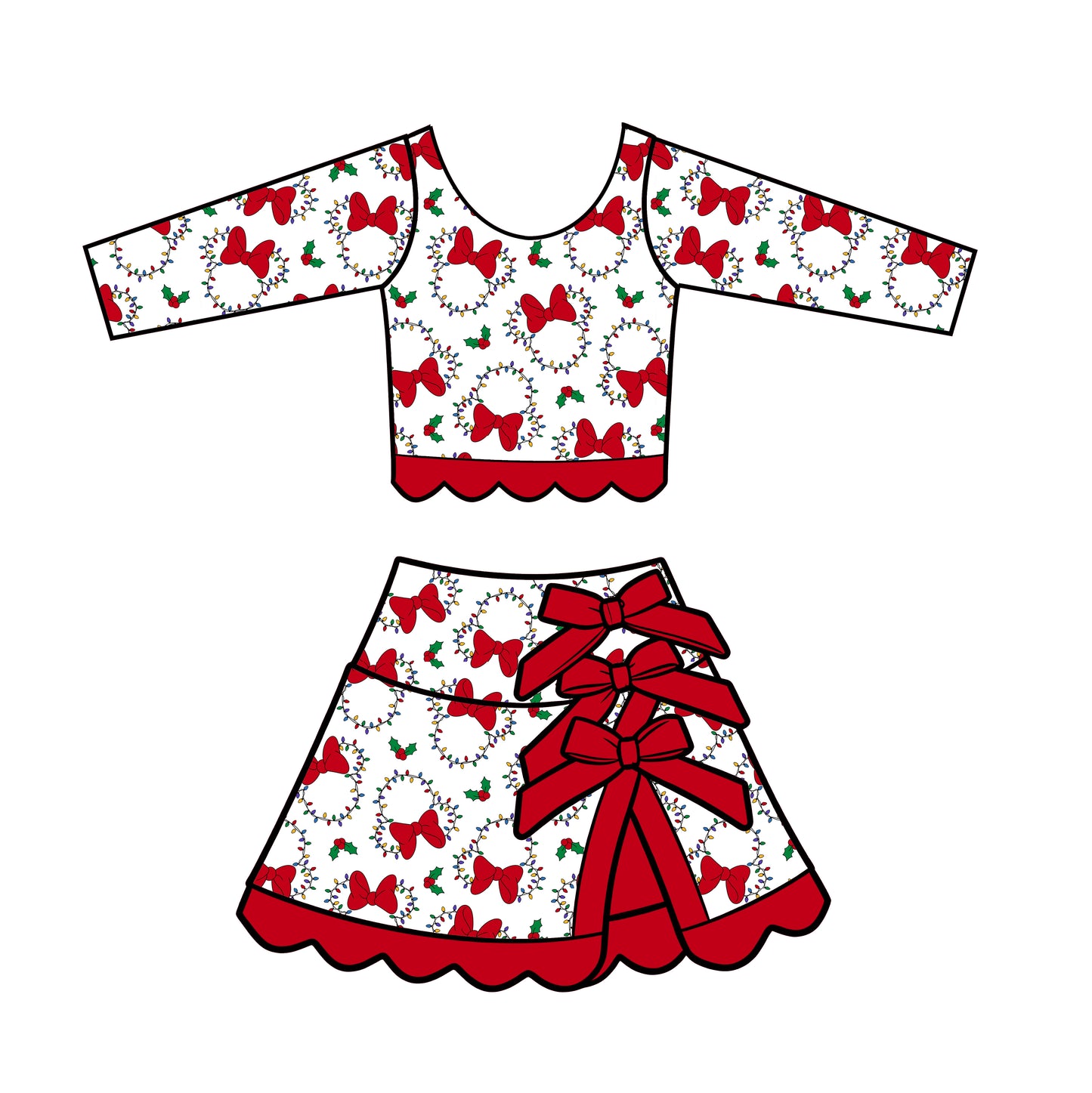 “Holly Jolly Magic" Long Sleeve Tutu Set (Pre-Order)