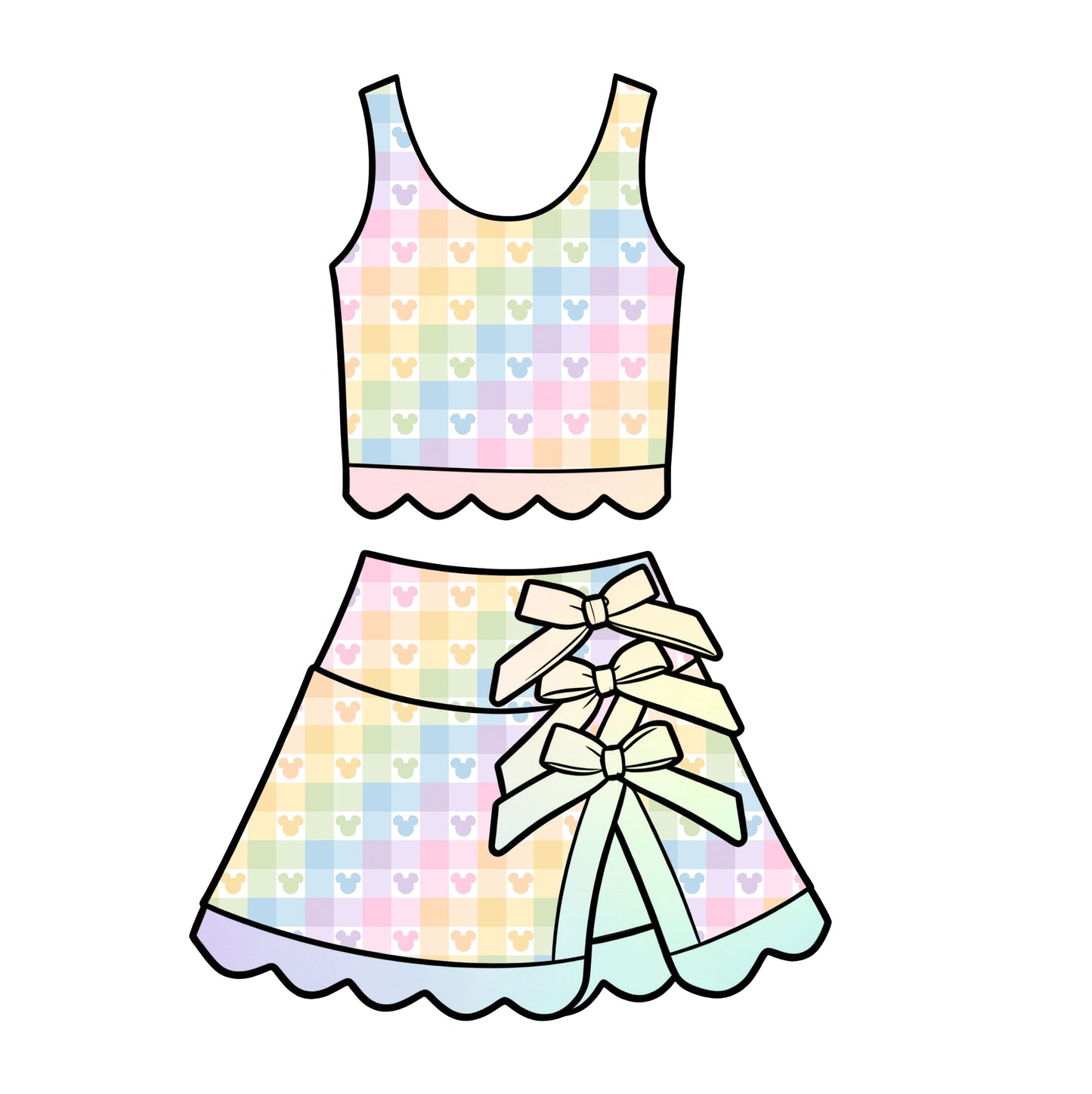 Rainbow Wishes & Disney Kisses Tutu Set  (Pre-Order)
