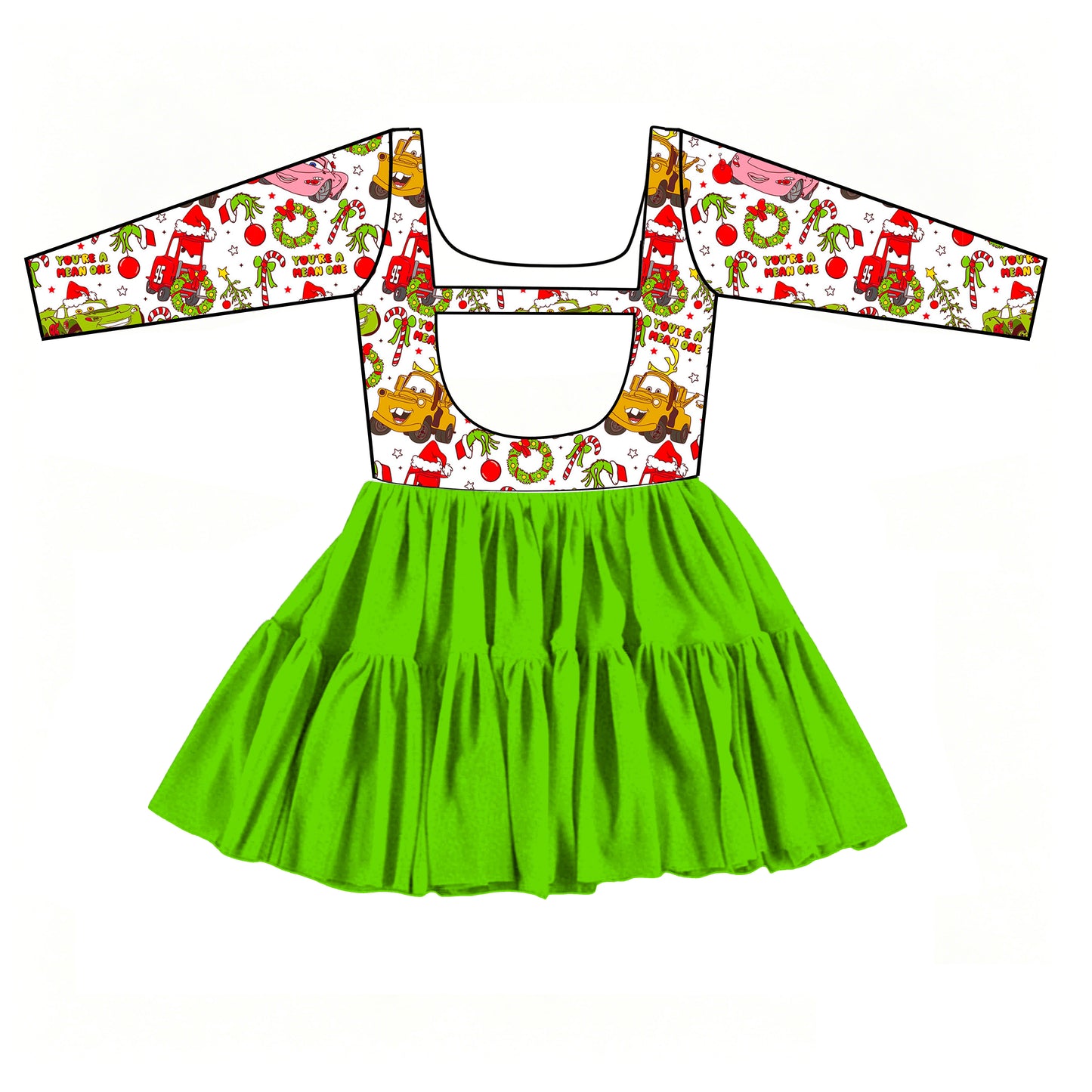 “Candy Canes & Carburetors” 
Long Sleeves Tulle Twirlie (Pre-Order)