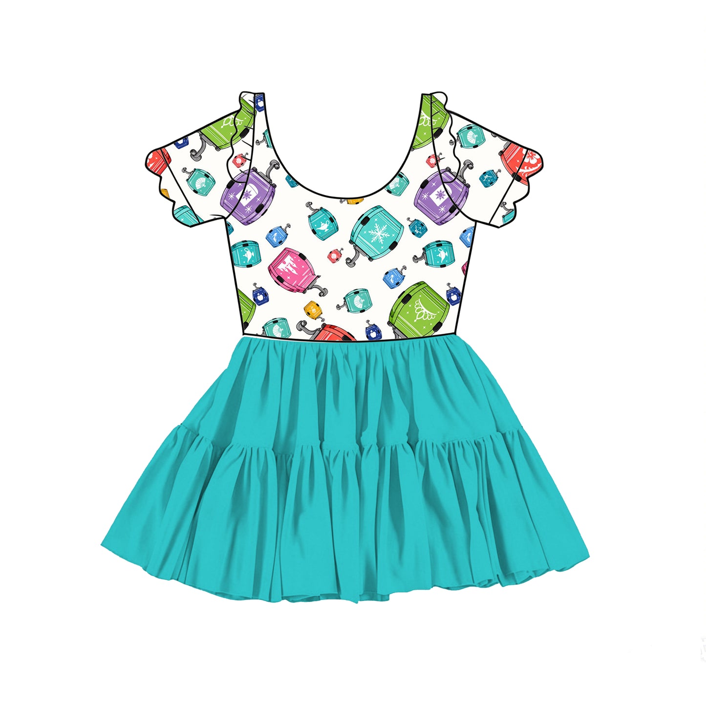 “Princess Skyline Dreams" 
Scalloped Short Sleeve Tulle Twirlie (Pre-Order)