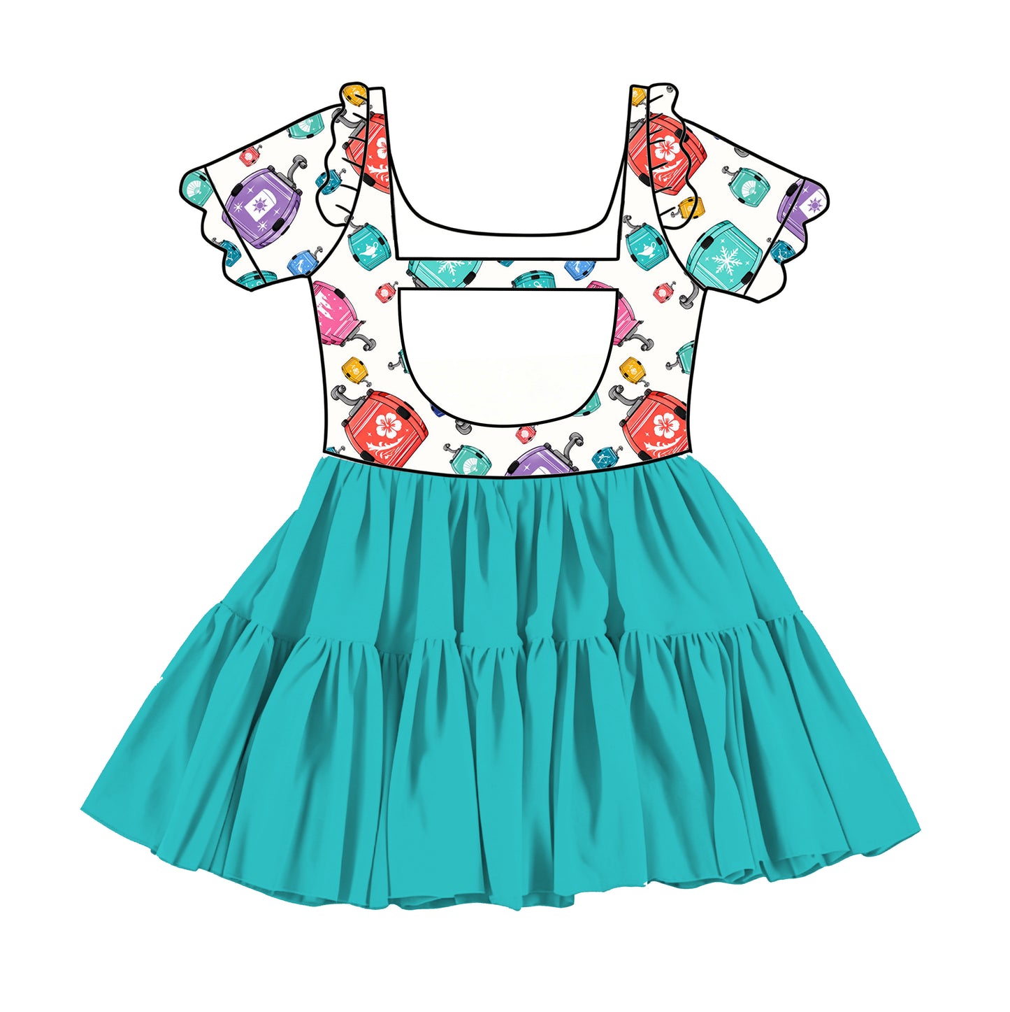 “Princess Skyline Dreams" 
Scalloped Short Sleeve Tulle Twirlie (Pre-Order)