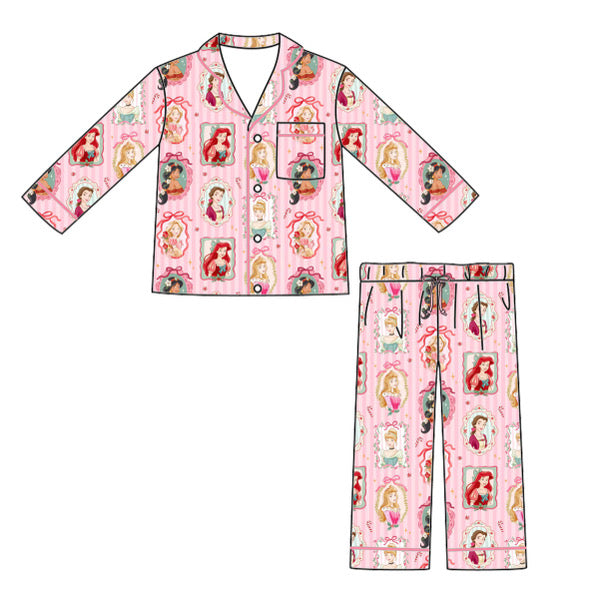 NEW “Portraits & Peppermint”   
2 Pc NEW Long Sleeve & Long PJ pants Set (Pre-Order)