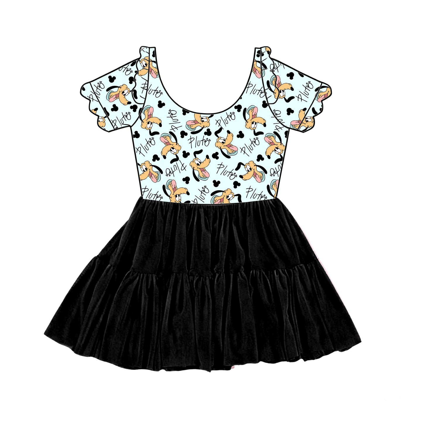 “Pawsitively Pluto 🐾” 
Scalloped Short Sleeve Tulle Twirlie (Pre-Order)