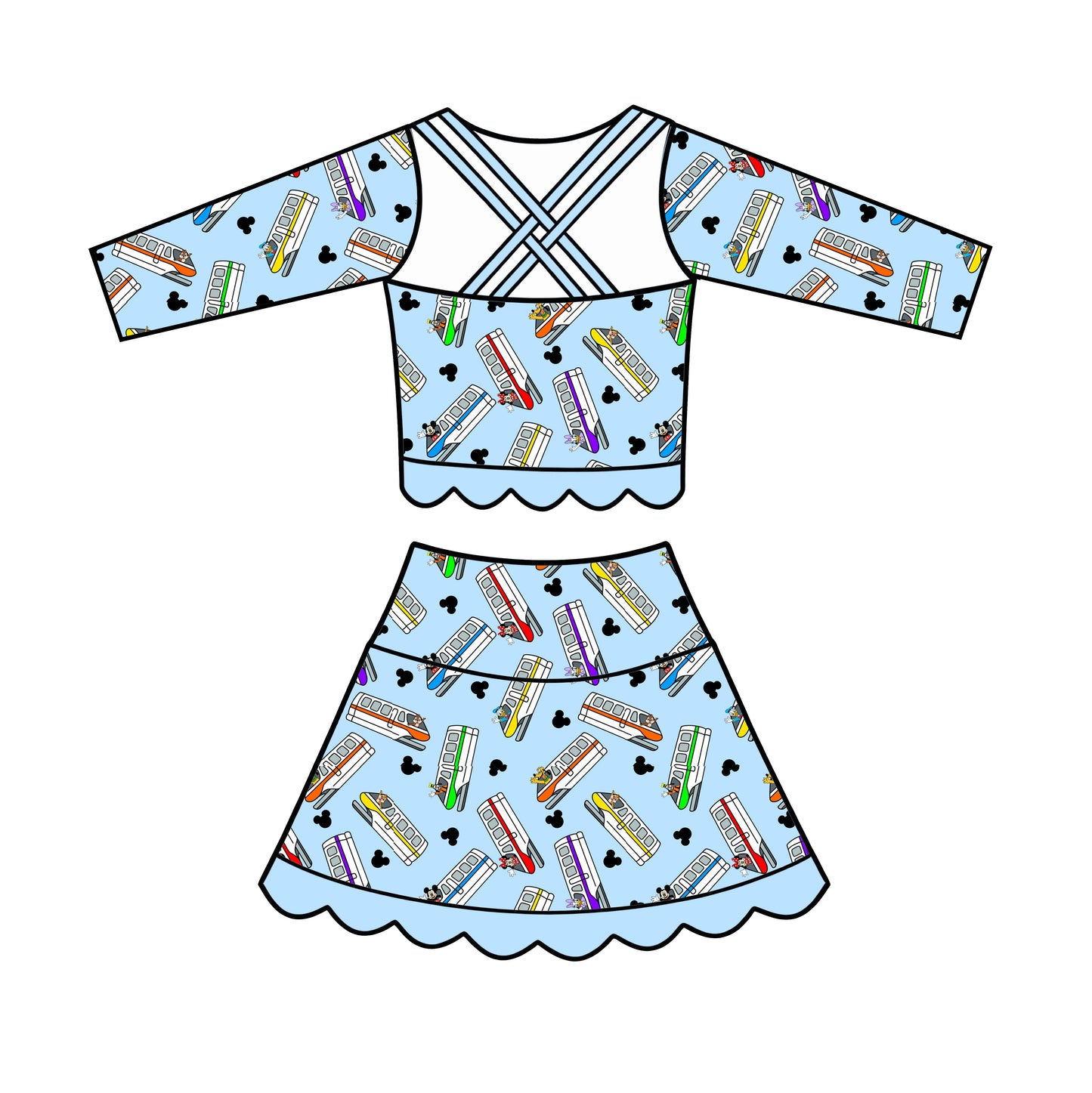 “Monorail Magic” 
Long Sleeve Tutu Set (Pre-Order)