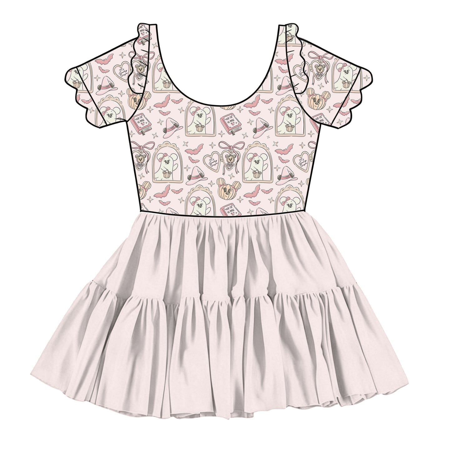 “Boo-Tiful Spirits”   
Tulle Short Sleeve Scalloped Twirlie (pre-order)