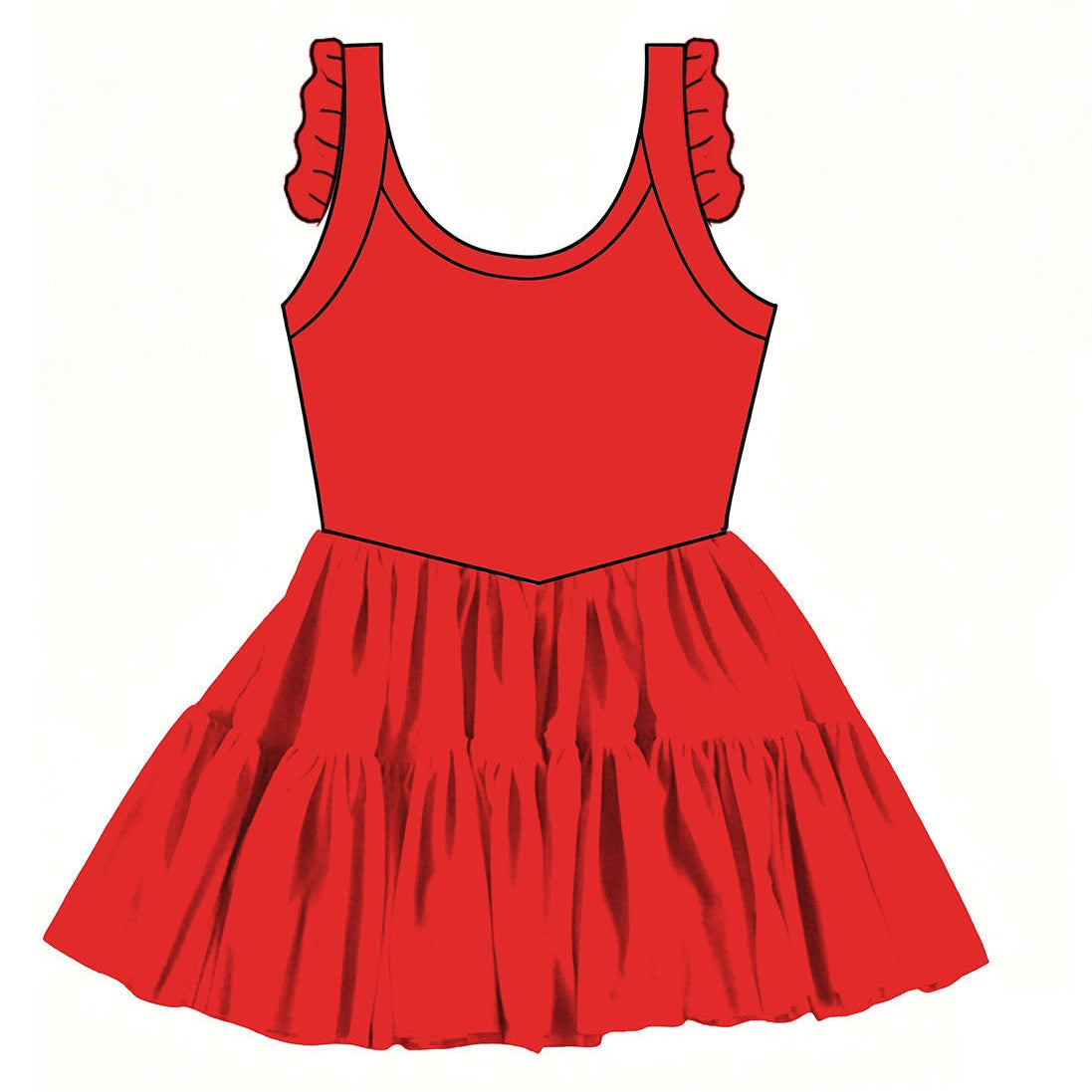 Solid Candy Apple Twirlie Dress  (Pre-Order)