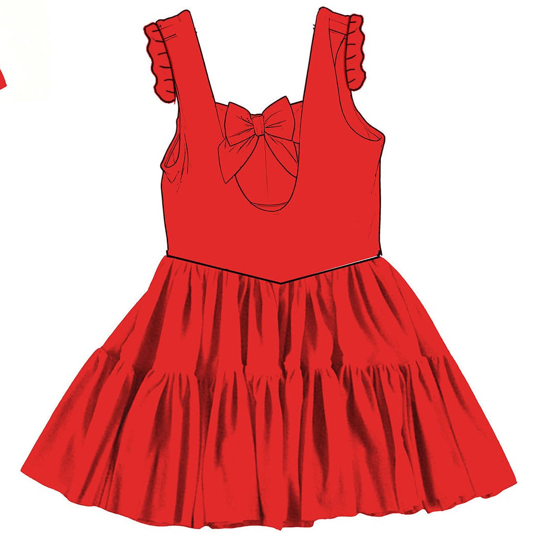 Solid Candy Apple Twirlie Dress  (Pre-Order)