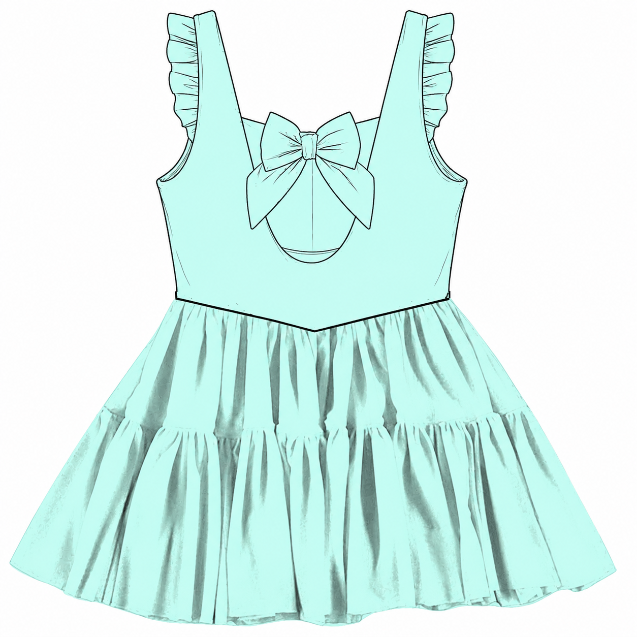 Solid Sea Glass Twirlie Dress  (Pre-Order)